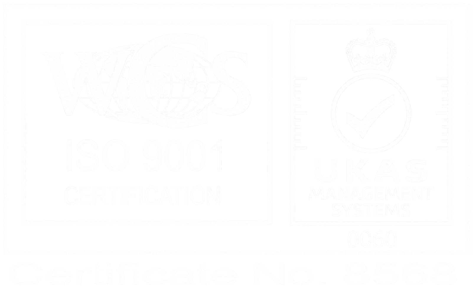 Transparent white ISO 9001 logo
